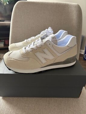 New Balance Beige and White 574-Inspired Runner nimbus cloud color way